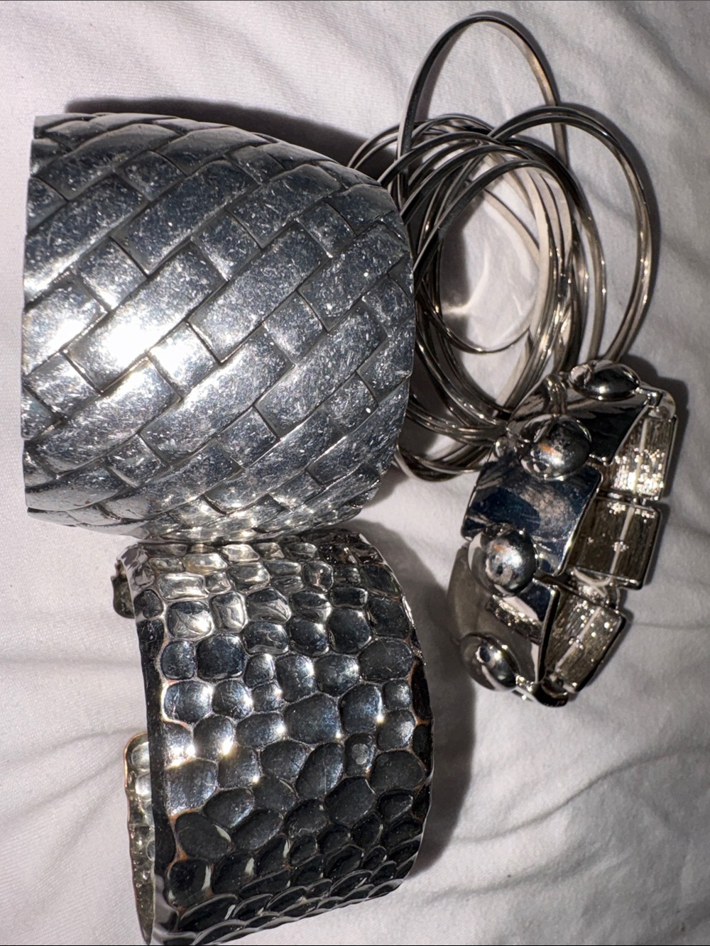 Silver Tone Mixed Bangle Bracelets Set Nine West